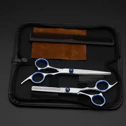 Kit 2 Tesoura de Cabeleireiro Profissional Aço Inoxidável para cortar cabelo C/Caixa de armazenamento