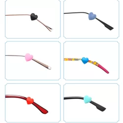 kit(4 pares) Cores Variadas Trava Gancho de Silicone Óculos  Coração
