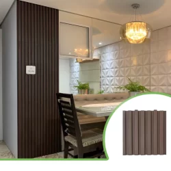 Kit 4m² Painel Ripado Marrom 30x30 - 44 peças | Anti-impacto | Autocolante