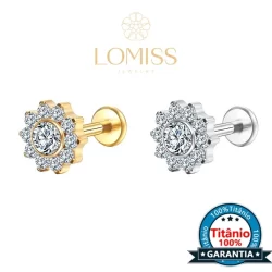 Piercing Helix Tragus Conch Boca-Medusa Labret Titânio G23 Pvd Flor 10 Mini Petalas Zircônia Lomiss piercing