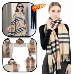 Cachecol Inverno Lenço Pashmina Xale Xadrez Palha Tecido Macio Inverno Imitação de Caxemira
