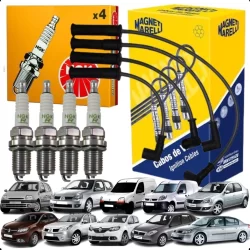 Kit Cabo E Vela Ignição Renault Clio Logan Sandero Megane Kangoo 1.6 8v