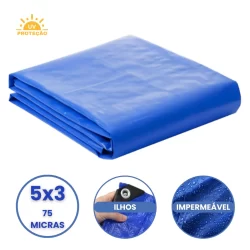 Lona Plastica Cobertura Impermeavel Azul 5x3 Starfer