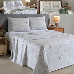 Jogo de Cama Queen 4 Peças Lençol com Elástico 100% Algodão Percal 180 Fios 158x198x35cm - Dohler