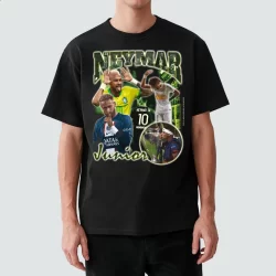 Camiseta Estampada Unissex Neymar Junior menino Ney Artista Jogador Camisa Gola Redonda Algodão Casual
