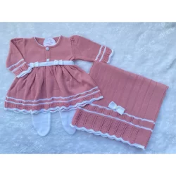 Conjunto Saida Maternidade completa Vestido menina tricô luxo vários modelos e várias cores kit