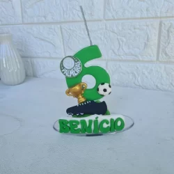 Vela Em Biscuit Palmeiras Futebol Com Nome