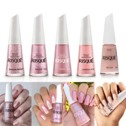 Risque Esmaltes Tons Rosa Terracota Kit 5 de Esmaltes Hipoalergênico 8ml
