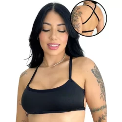 Top Cropped Fitness Cruzado Alcinha Faixa Costa Nua Moda Gringa Blogueira
