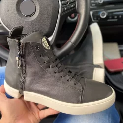 Tenis cano alto botinha couro legítimo casual