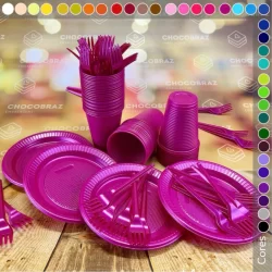 Kit 150 Itens Festa NEON 50 Garfinho + 50 Pratinho + 50 Copo Descartaveis BELLO COPO CORES PEROLADAS