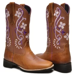 Bota Texana Feminina Country Bordado Flor Lançamento Luxuosa Quentinha Confortável