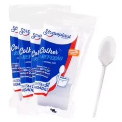 Kit Colher Descartável - 200 unidades Talher Para Refeição Caldo Sopa