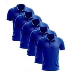 kit 5 Camisa Masculina Gola Polo uniforme com Bolso Piquet Poliéster P ao GG