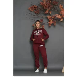 Conjunto Feminino Moletom Ney York Capuz Manga Longa