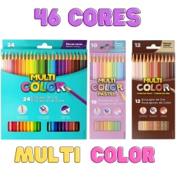 Kit Lápis de Cor 46 Cores Multicolor Faber Castell Cores Básicas Pastel e Tons de Pele - Faber-Castell