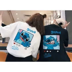Camiseta Básica Casal Filme Lillo Stitch Desenho Moda Cartoon Envio Rápido