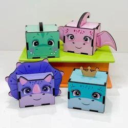 5/10/15/20PCS Mini Cubos Dino Baby em MDF - Lembrancinha Porta Bombom Caixinha