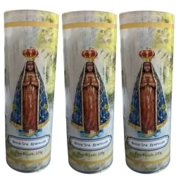 Kit C/3 Velas Votiva 7 Dias Nossa Senhora Aparecida Emb Pvc