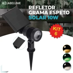 Kit 6 Luminária Espeto Jardim Solar LED 10W Refletor Solar | Luz de Gramado | À Prova D'àgua Avançada