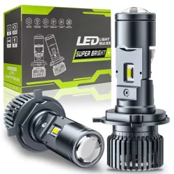 Par H4 LED Projetor Mini Lens Lâmpadas Farol Auto 30000LM 110W  6000K Turbo Fan 12V 24V