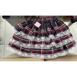 saia festa junina ,Agostina três babados renda branca