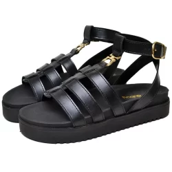 Sandalia Papete Slide Detalhe De Fivela Preto Original Dubuy Luna 2068DB