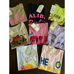 Kit Camiseta Infantil Menina 3 peças manga curta sortidas 1 ao 14