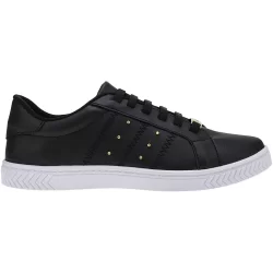 Calce Fácil Feminino Preto Tênis Casual Cadarço Elástico Sola Baixa e Leve 17-046