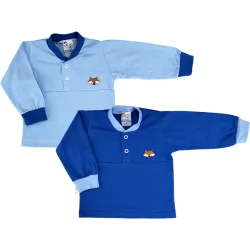 Kit 2 Peças Camiseta Bebê Manga Longa 100% Algodão Bordado