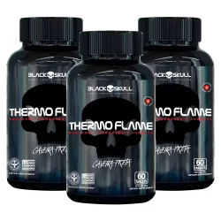 3x Termogênico Thermo Flame - 60 Cápsulas cada - Caveira Preta / Black Skull