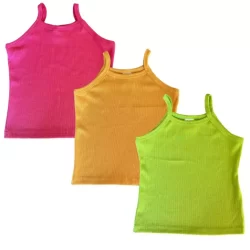 Kit 3 Blusa Regata de Alcinha Ribana Cores Sortidas Infantil Menina