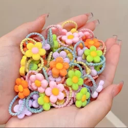 Kit 100 Mini Elásticos de Cabelo Xuxinha Rabicó Buchinha Com Aplique Infantil