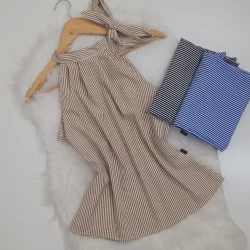 Blusa Gola Laço Listrada Elegante Social Evangélica Shopping Trabalho