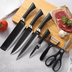 de Facas Churrasco Profissional Antiaderente 6 Peças JE003/JE002