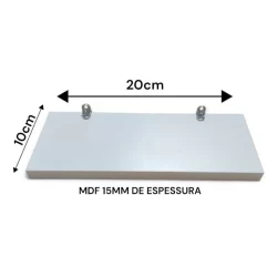 Prateleira Decorativa em MDF 10 x 20 cm cor Branca
