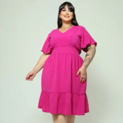 Vestido Curto Plus Size Manga Curta