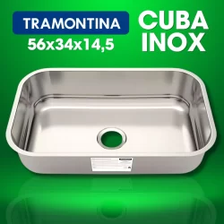 Cuba Aço Inox Cozinha Tramontina Standard 56x34x14,5