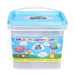 Kit de Massa de Modelar Utiguti Soft, Balde com 40 Unidades 50g c/ 20 Cores