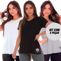 Kit 3 Blusas Femininas Longa  Ps Tapa Bumbum Academia