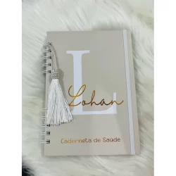 Caderneta de Saúde Minimalista Bege com Dourado