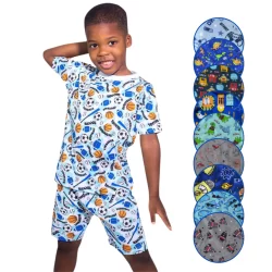 Pijama Infantil Menino a Juvenil de 1-16 anos - Conjunto Camiseta e Bermuda - MM Verão Masculino