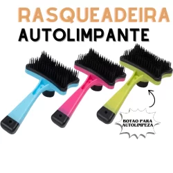 Escova para Cachorro Rasqueadeira Autolimpante