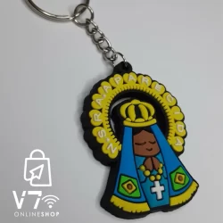 Kit 12 Chaveiros de Borracha Nossa Senhora Aparecida Com Arco Detalhado / Infantil com Arco / Baby