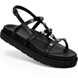 Sandália Papete Feminina Lumiss Spike Pirâmide Fivela Confortável Preto