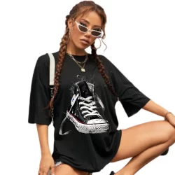 Camiseta Feminina Oversized Mais Comprida Tênis
