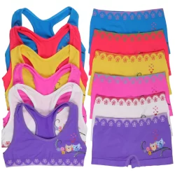Conjunto Kit Calcinha Boxer E Top Infantil Juvenil Conforto 4 A 12 Anos