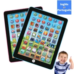 Tablet Didático Educativo Infantil Crianças Inglês/Português rosa azul autista montessori