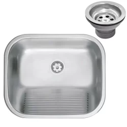 Tanque De Encaixe Com Válvula Aço Inox Acetinado 40X40X22cm 25L Grande Pia Cozinha Tramontina