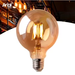 Lâmpada Led Retrô Filamento G95 4w Bivolt Luz Branco Quente